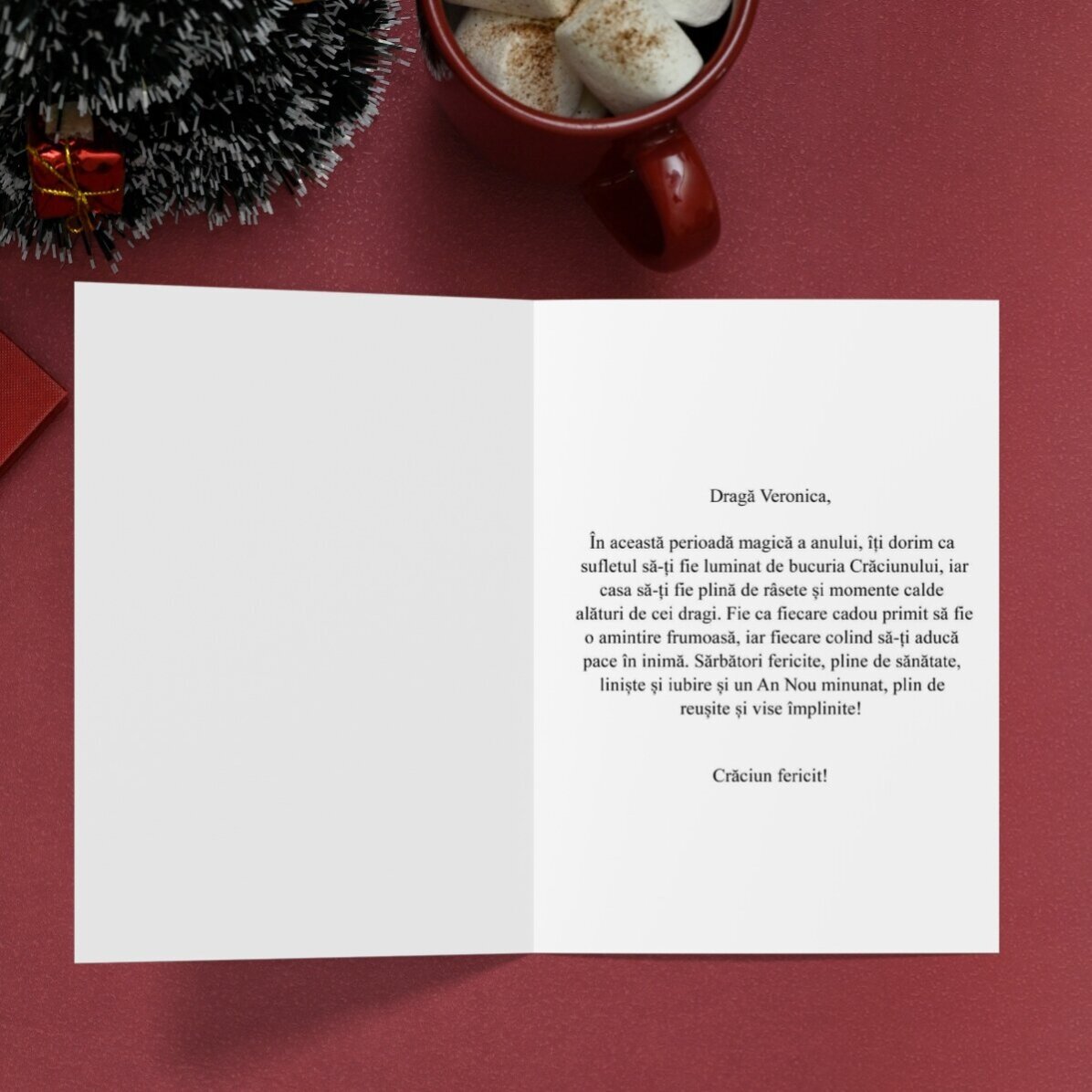 Felicitare personalizată cu 4 poze și text - Christmas Wreath