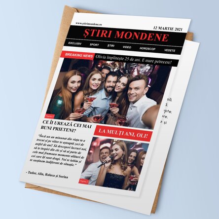 Felicitare personalizată cu fotografii și text - Breaking News