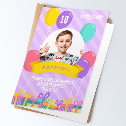 Felicitare personalizată cu fotografii și text - Happy Birthday, Kids!