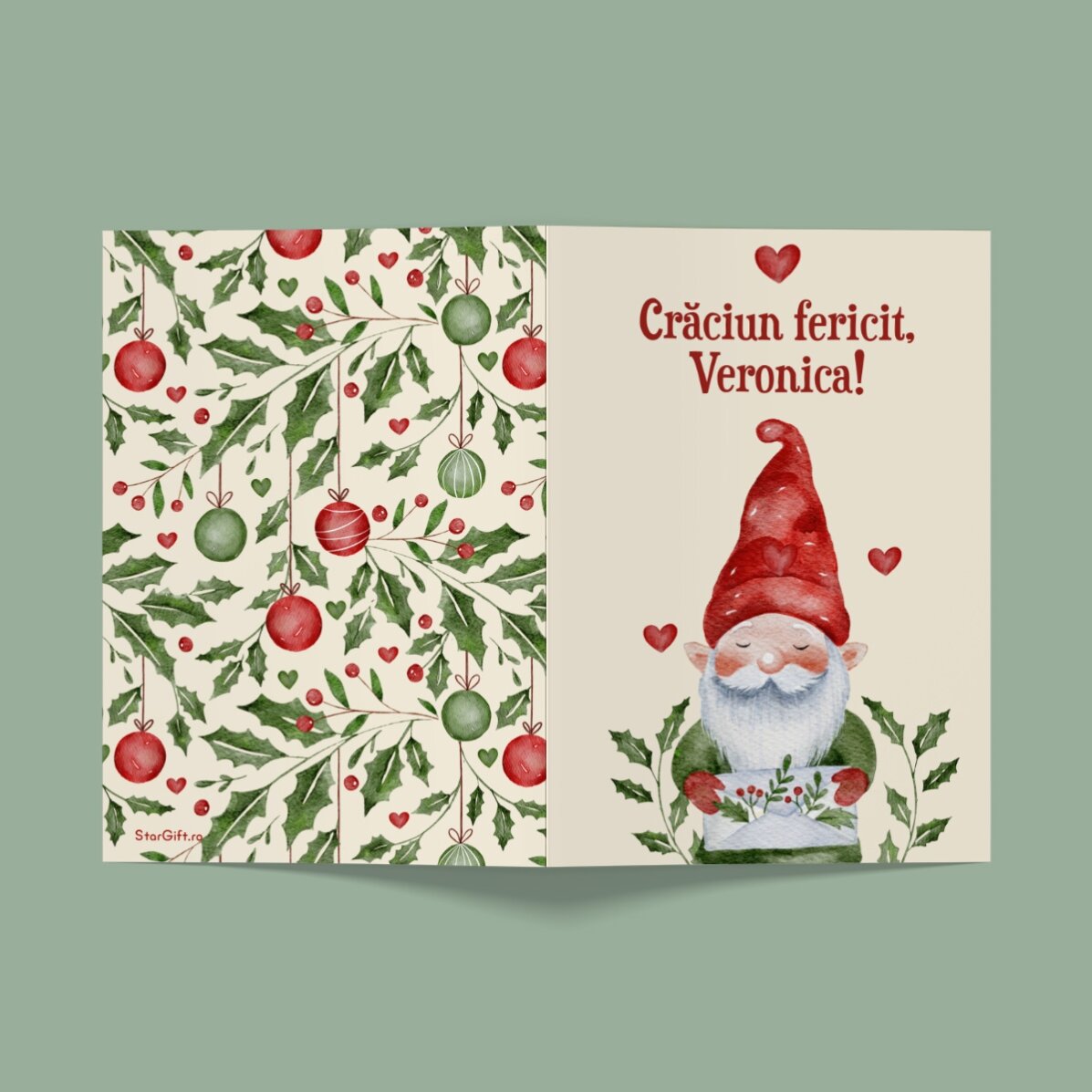 Felicitare personalizată cu mesaj de Crăciun - Gnom