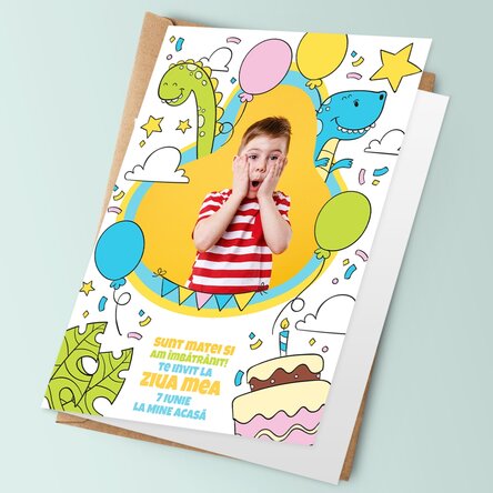 Felicitare personalizată cu o poză și text - Dinozauri