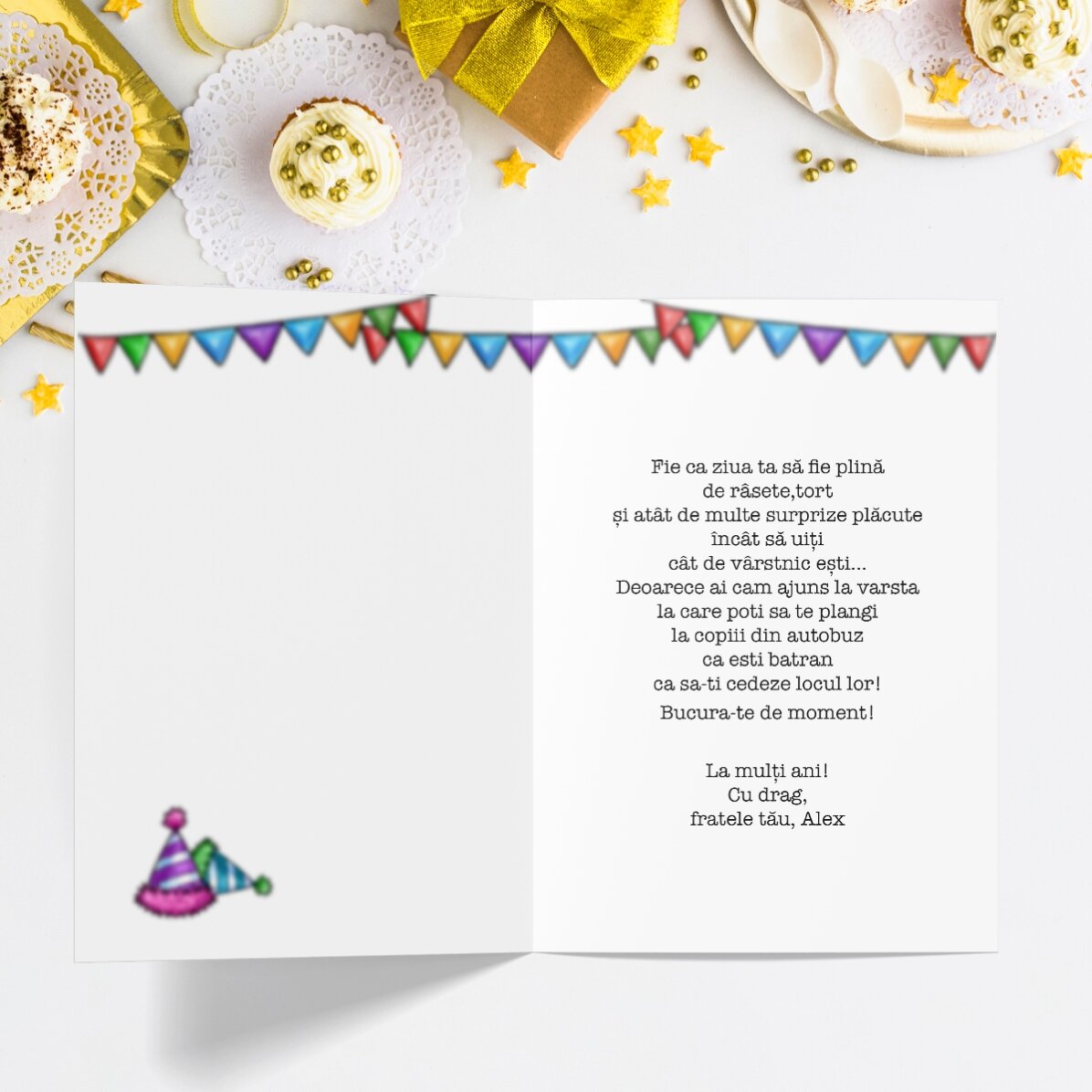 Felicitare personalizată cu text - Cu vârsta se duce și vederea