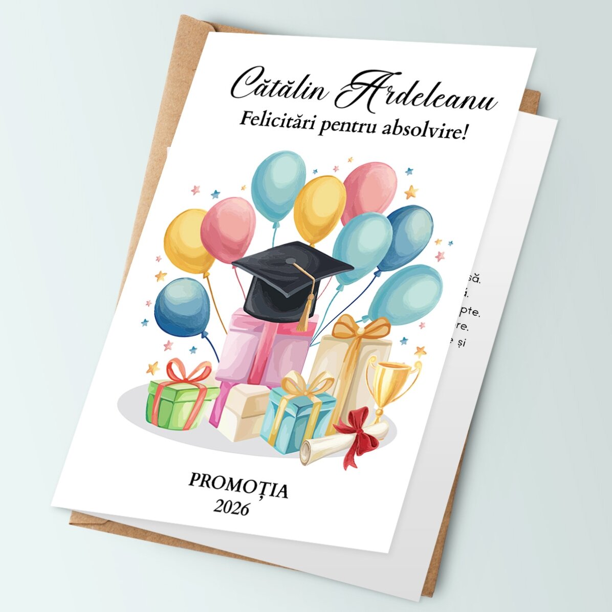 Felicitare personalizată cu text  - Felicitări pentru absolvire 