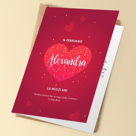 Felicitare personalizată cu text - Inimioare