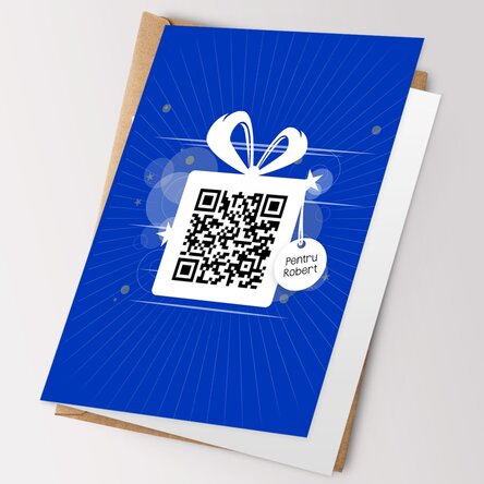 Felicitare personalizată cu text și cod QR - Happy Birthday
