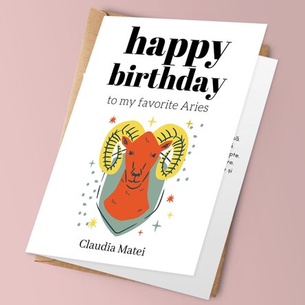 Felicitare personalizată cu text - Zodia Berbec
