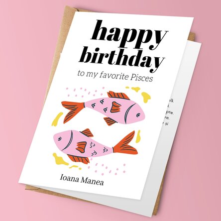 Felicitare personalizată cu text - Zodia Pești