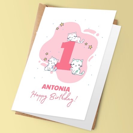 Felicitare personalizată față verso cu text  - Aniversare copii