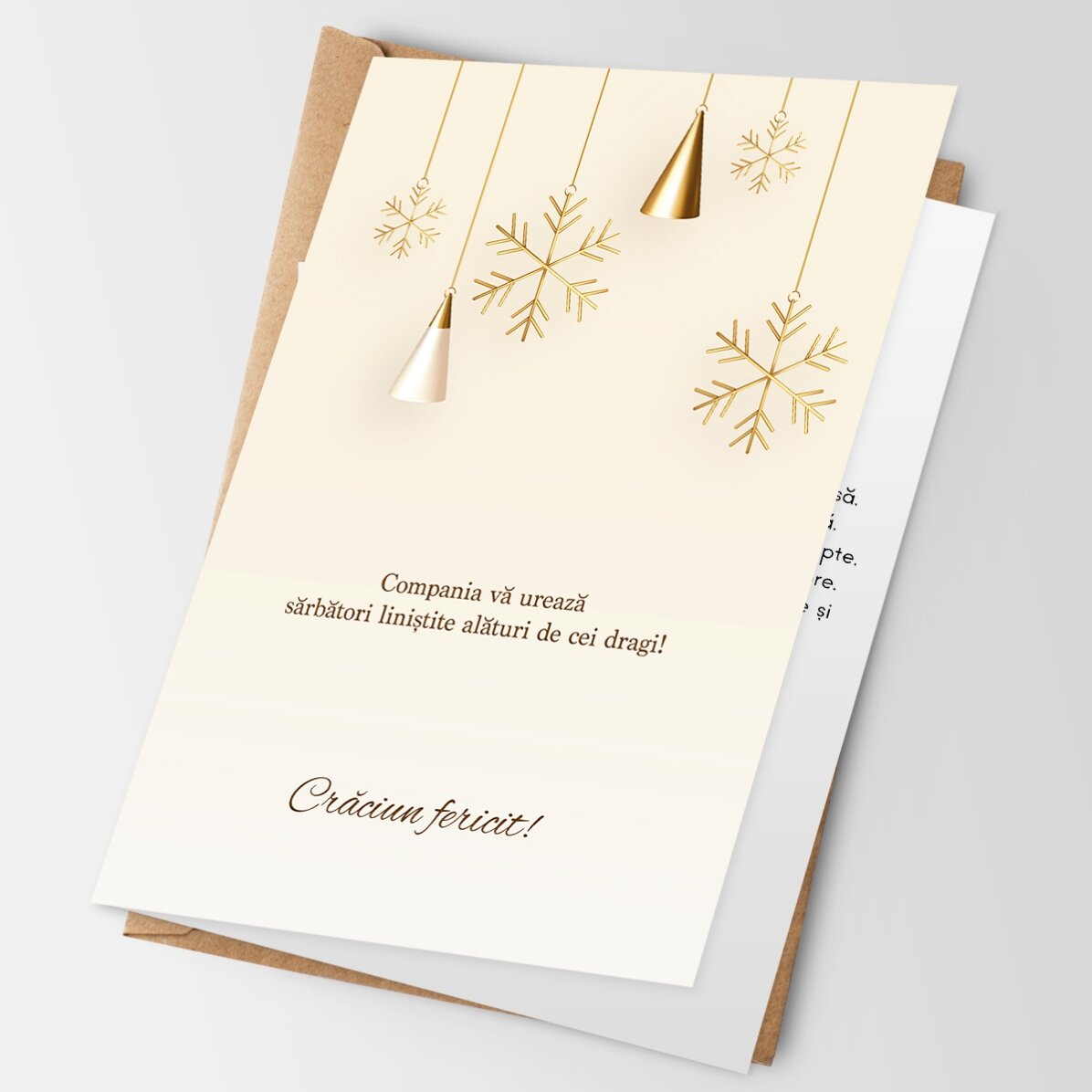 Felicitare personalizată față verso cu text și logo - Ornamente