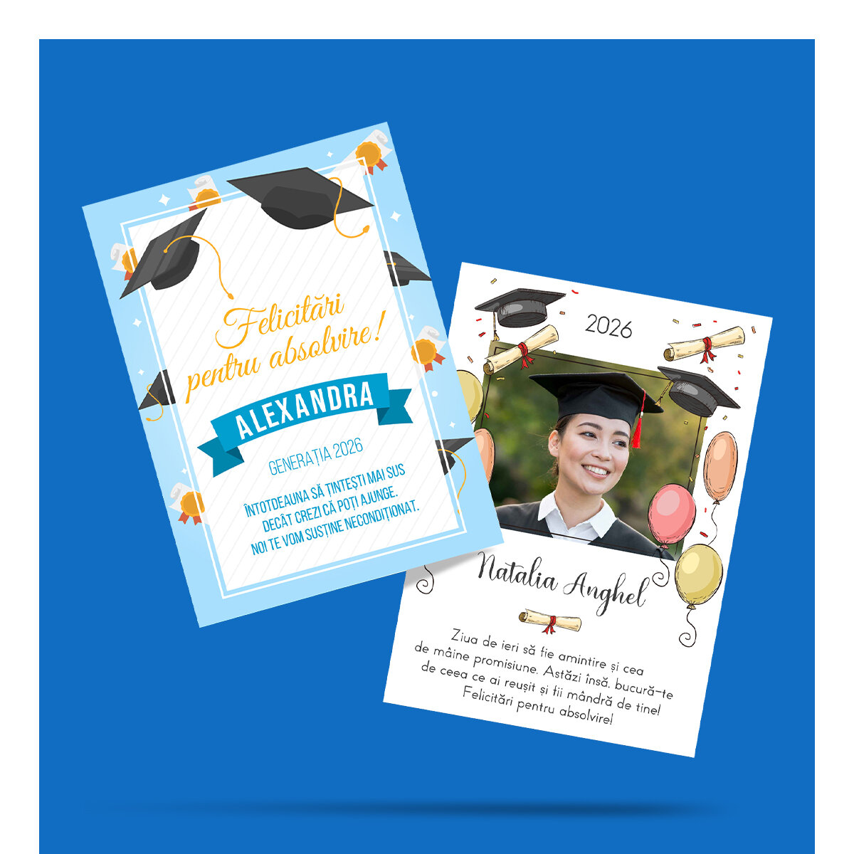 Felicitări, carduri și magneți pentru absolvire
