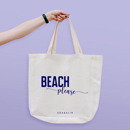 Geantă de plajă personalizată cu text - Beach please 3 
