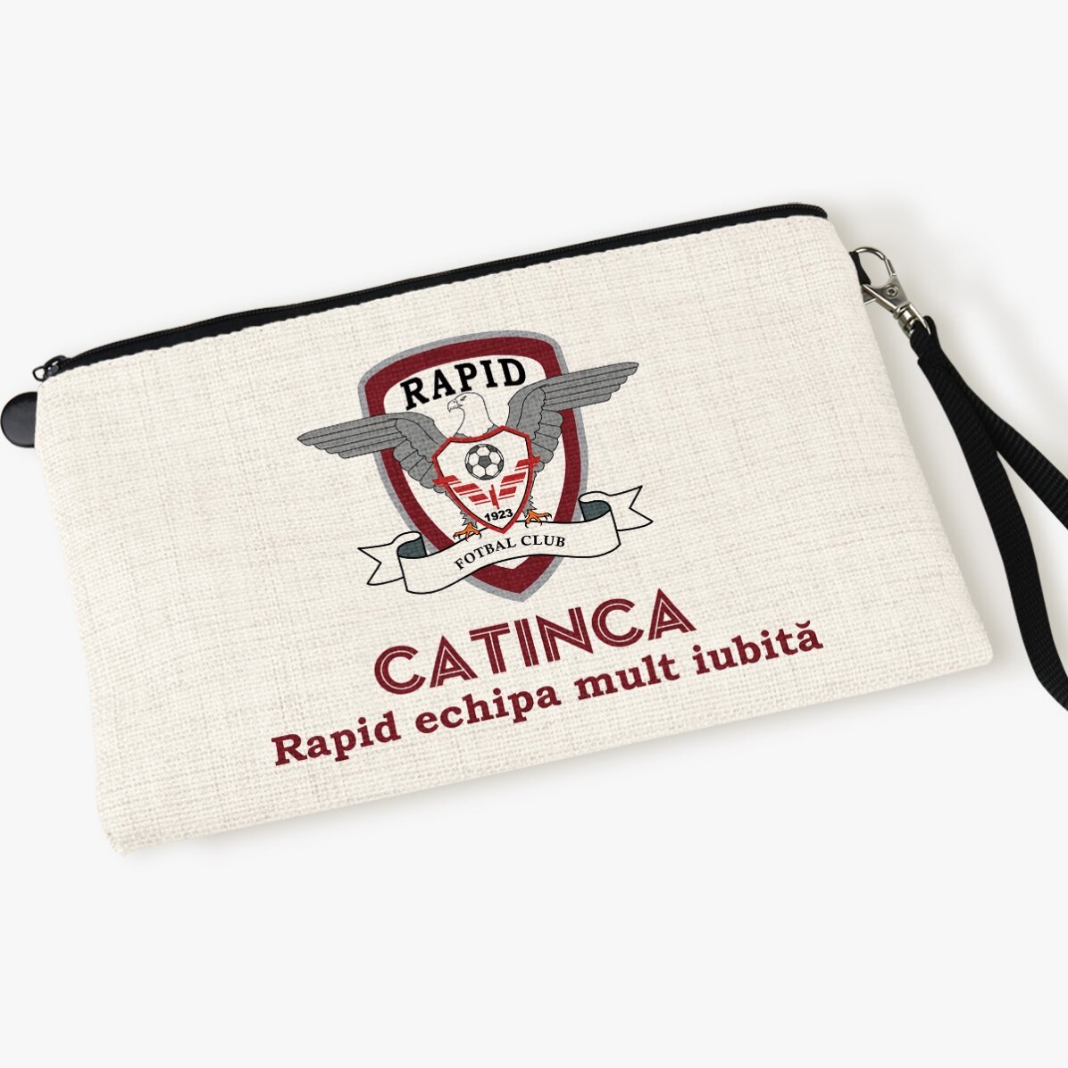 Gentuță pentru accesorii FC Rapid personalizată cu nume și mesaj