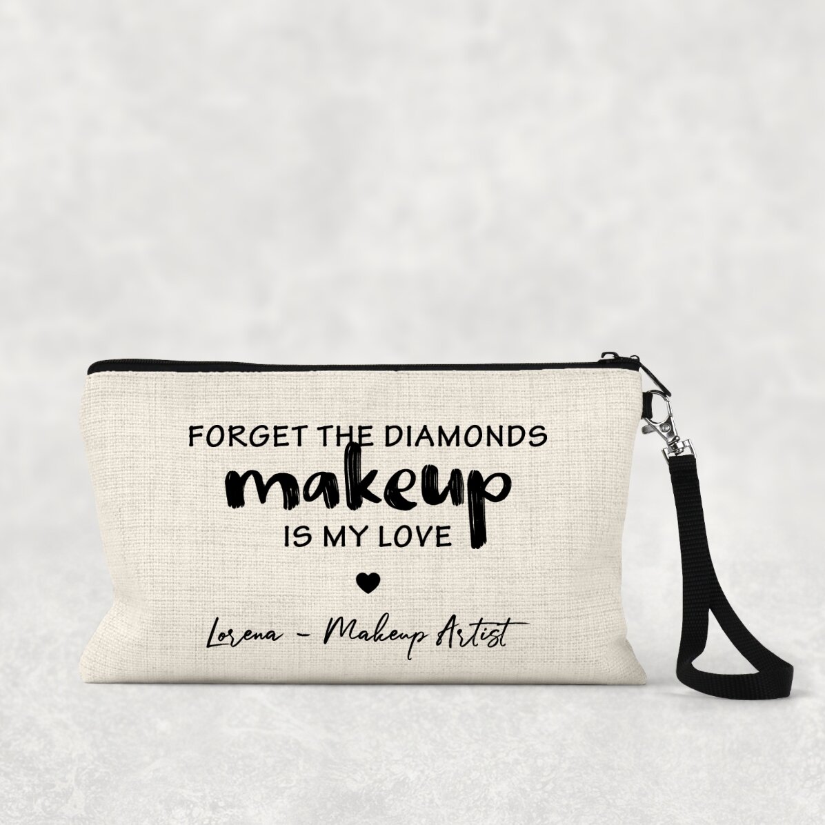 Gentuță pentru cosmetice personalizată cu text - I love makeup