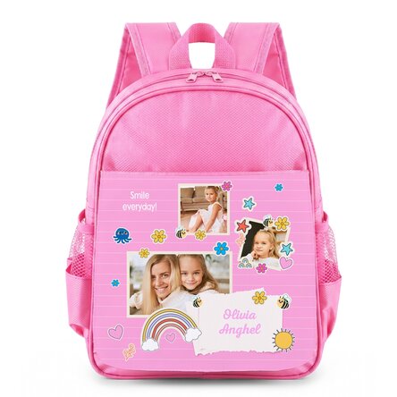 Ghiozdan personalizat cu 3 poze și mesaj 