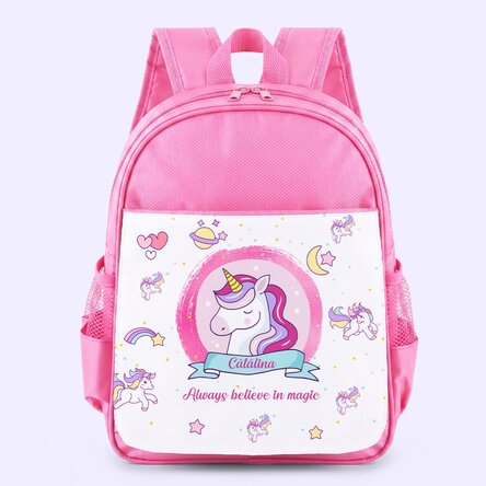 Ghiozdan personalizat cu text - Unicorn