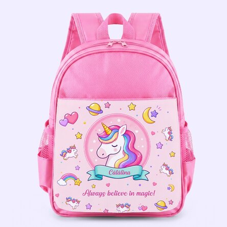 Ghiozdan personalizat cu text - Unicorn