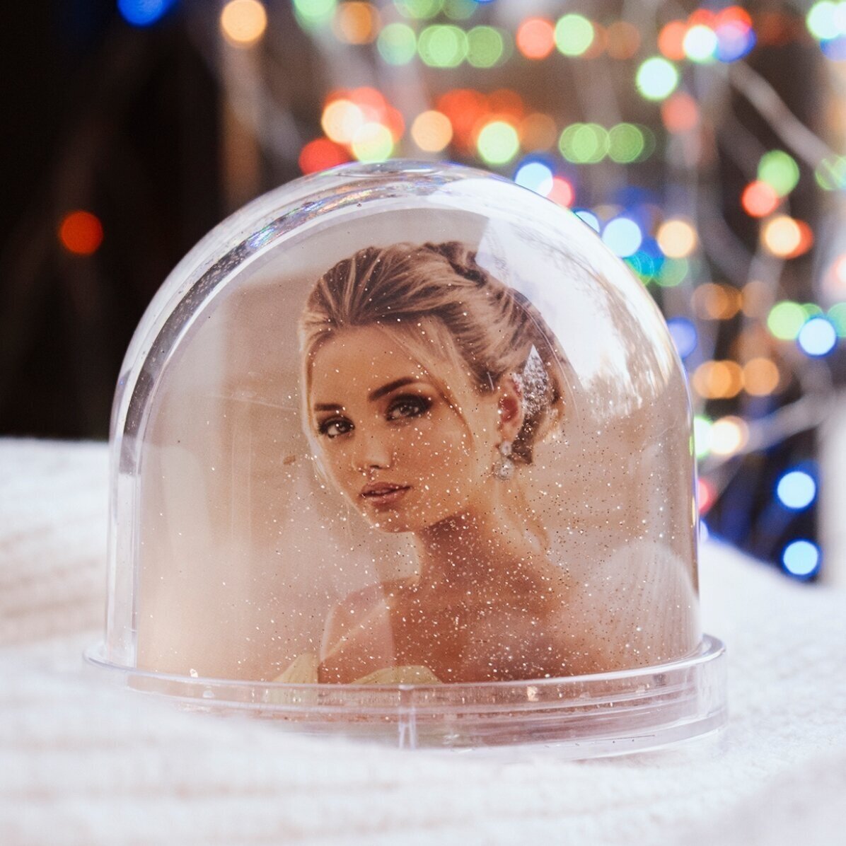 Glob de birou personalizat cu mesaj și 2 poze - Crăciun Fericit!