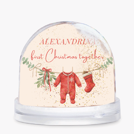 Glob de birou personalizat cu mesaj și poză - First Christmas