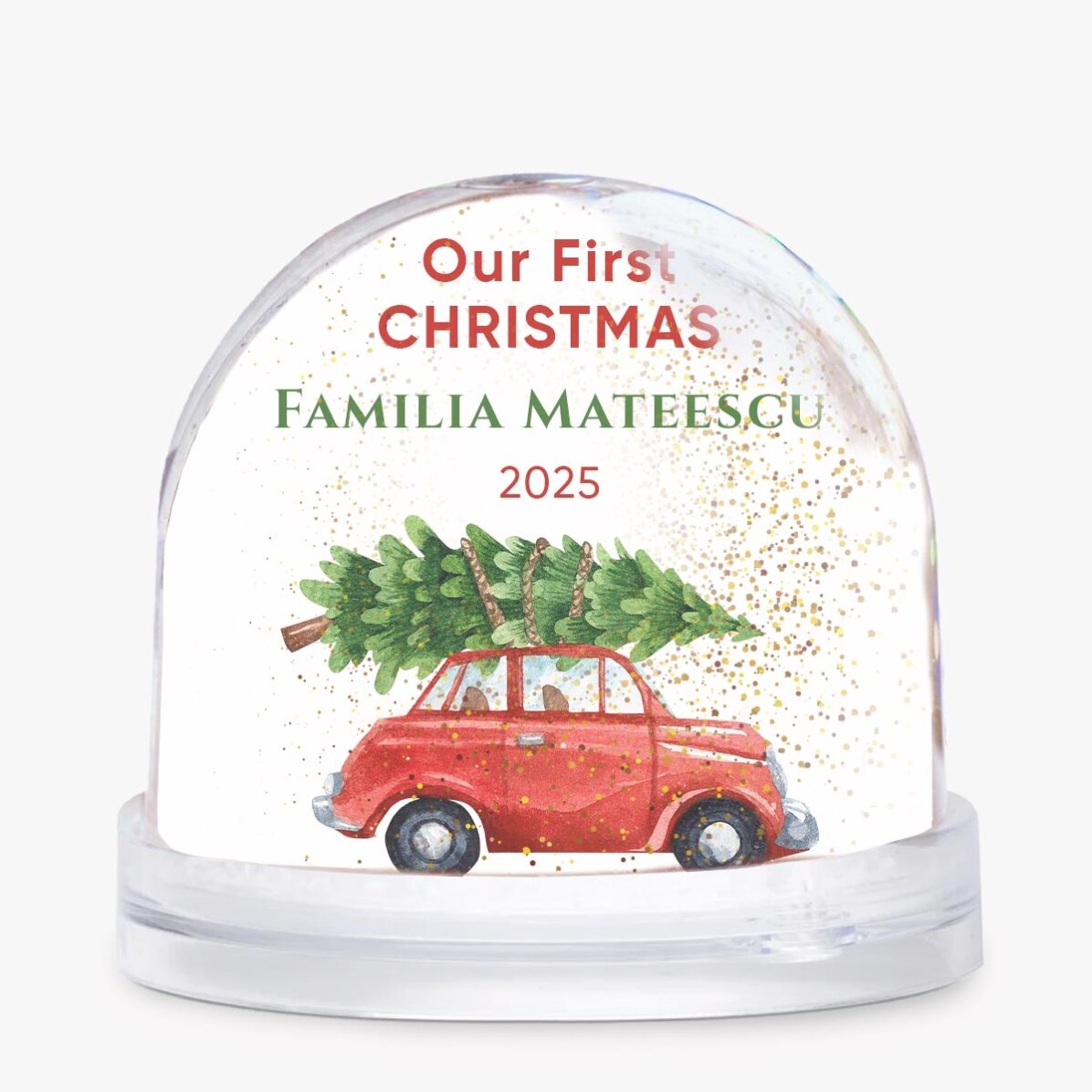 Glob de birou personalizat cu mesaj și poză - Primul Crăciun