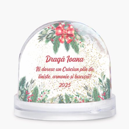 Glob de birou personalizat cu mesaj și poză - Un Crăciun fericit