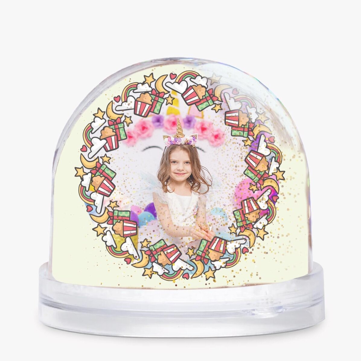 Glob de birou personalizat cu poză și text - Birthday Unicorn