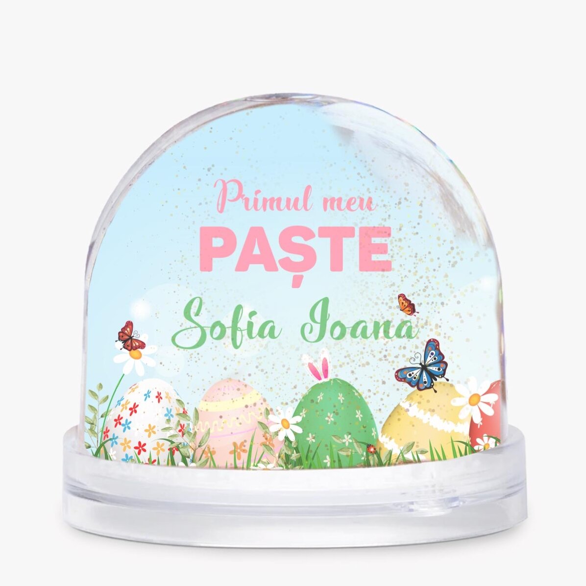Glob de birou personalizat cu poză și text - Primul meu Paște