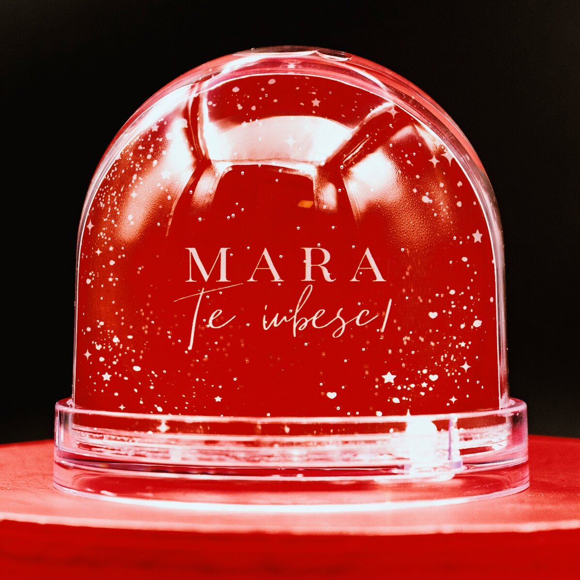 Glob de birou personalizat cu poză și text - Te iubesc!