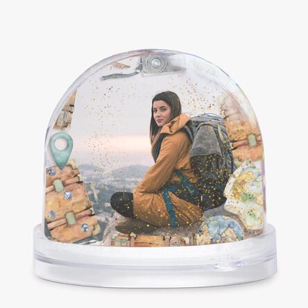 Glob de birou personalizat cu poză și text - World explorer