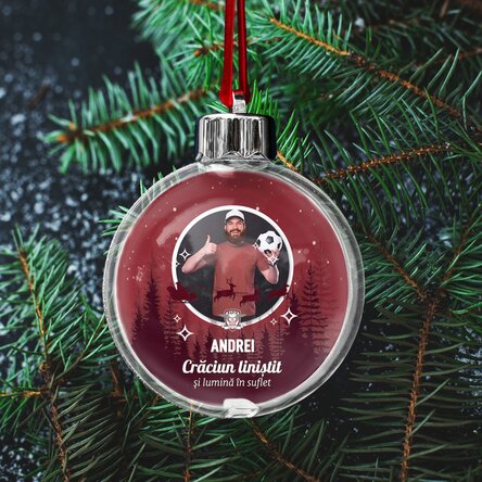 Glob FC Rapid personalizat cu poză și text - Peisaj de Crăciun