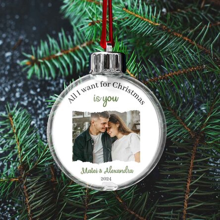 Glob personalizat cu mesaj și o poză - All I want for Christmas