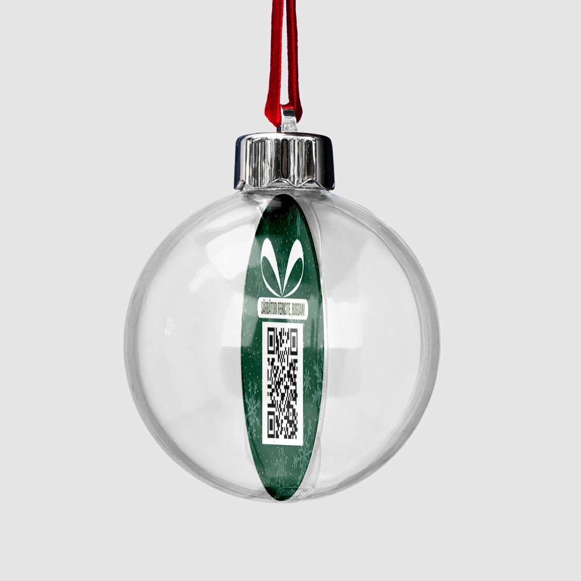 Glob transparent personalizat față-verso cu o fotografie și cod QR