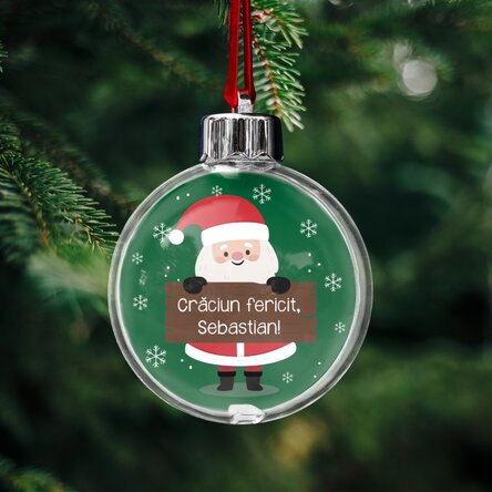 Glob transparent personalizat față-verso cu o fotografie și mesaj pentru copii