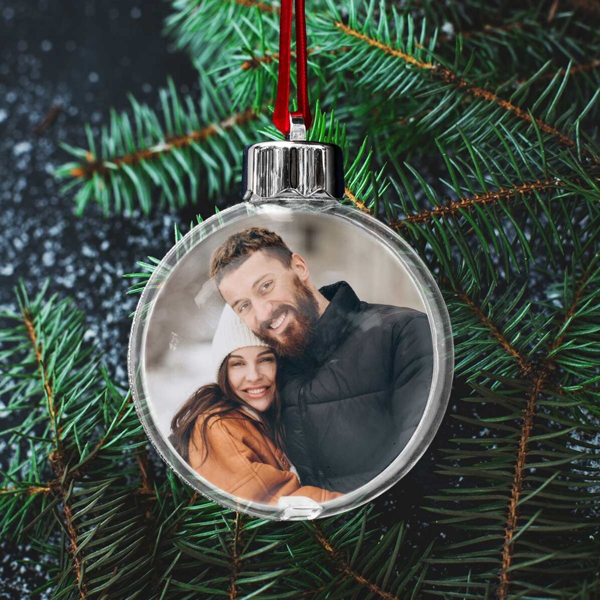 Glob transparent personalizat față-verso cu o poză și mesaj - All I want for Christmas