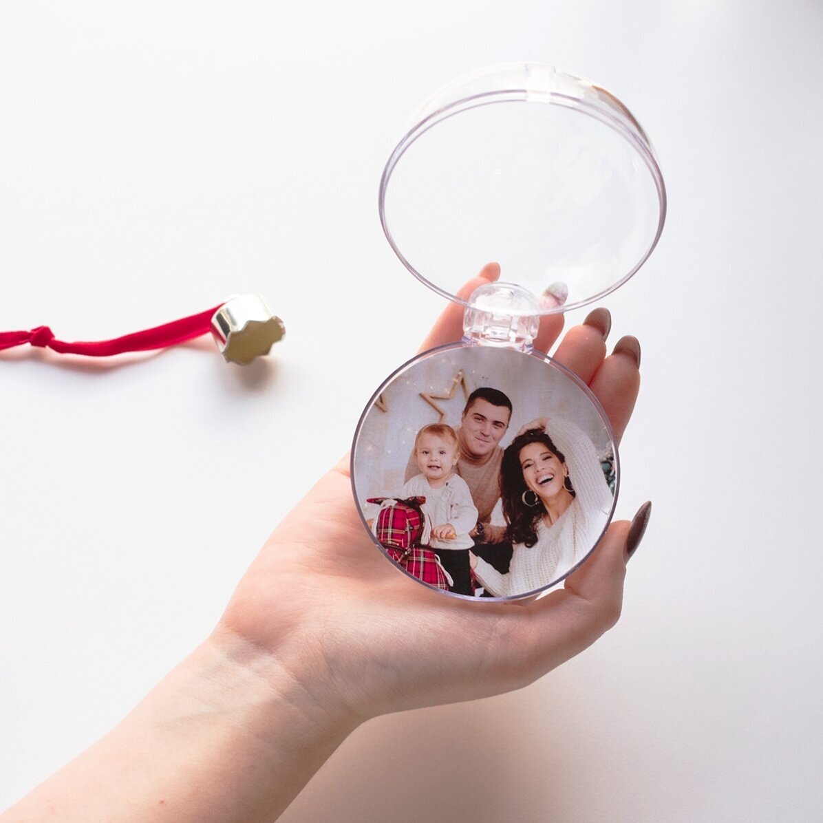 Glob transparent personalizat față-verso cu text și poză - Crăciun cu TraLaLa