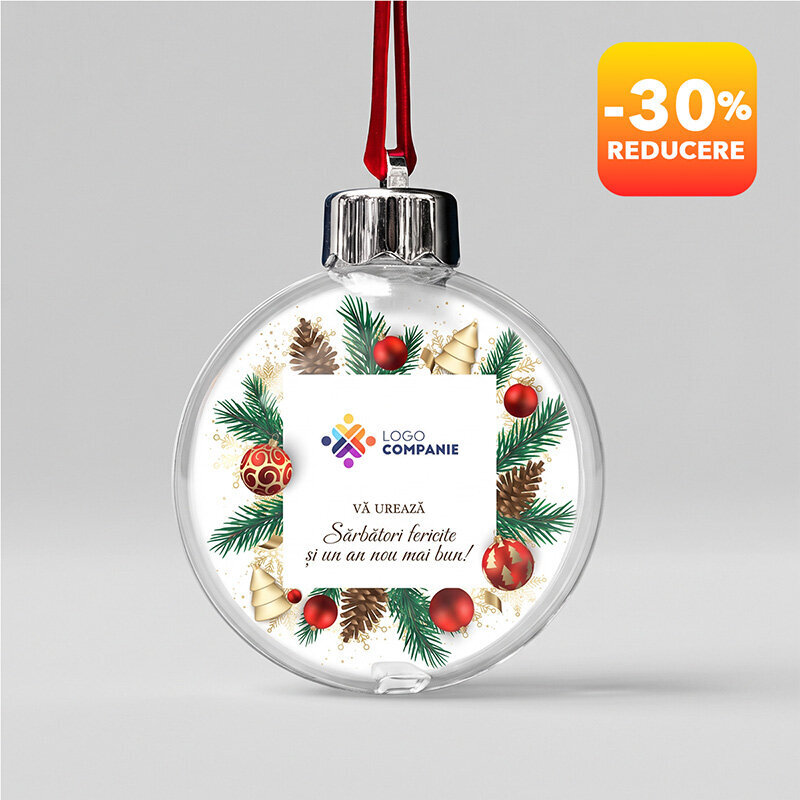 Globuri și ornamente corporate personalizate de Crăciun