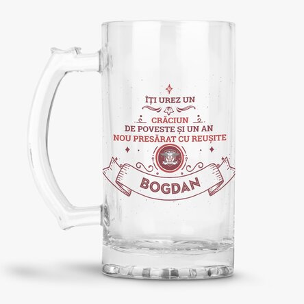 Halbă de bere FC Rapid personalizată cu text - Vintage Christmas