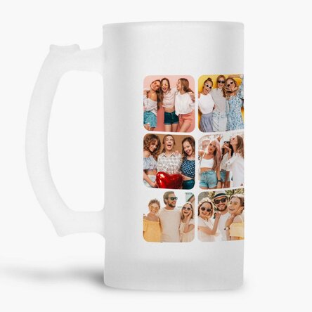 Halbă de bere personalizată cu 18 poze
