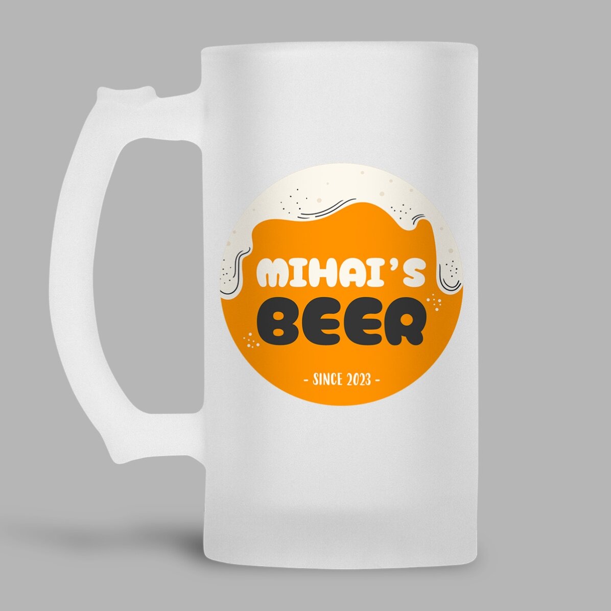 Halbă de bere personalizată cu text - BEER