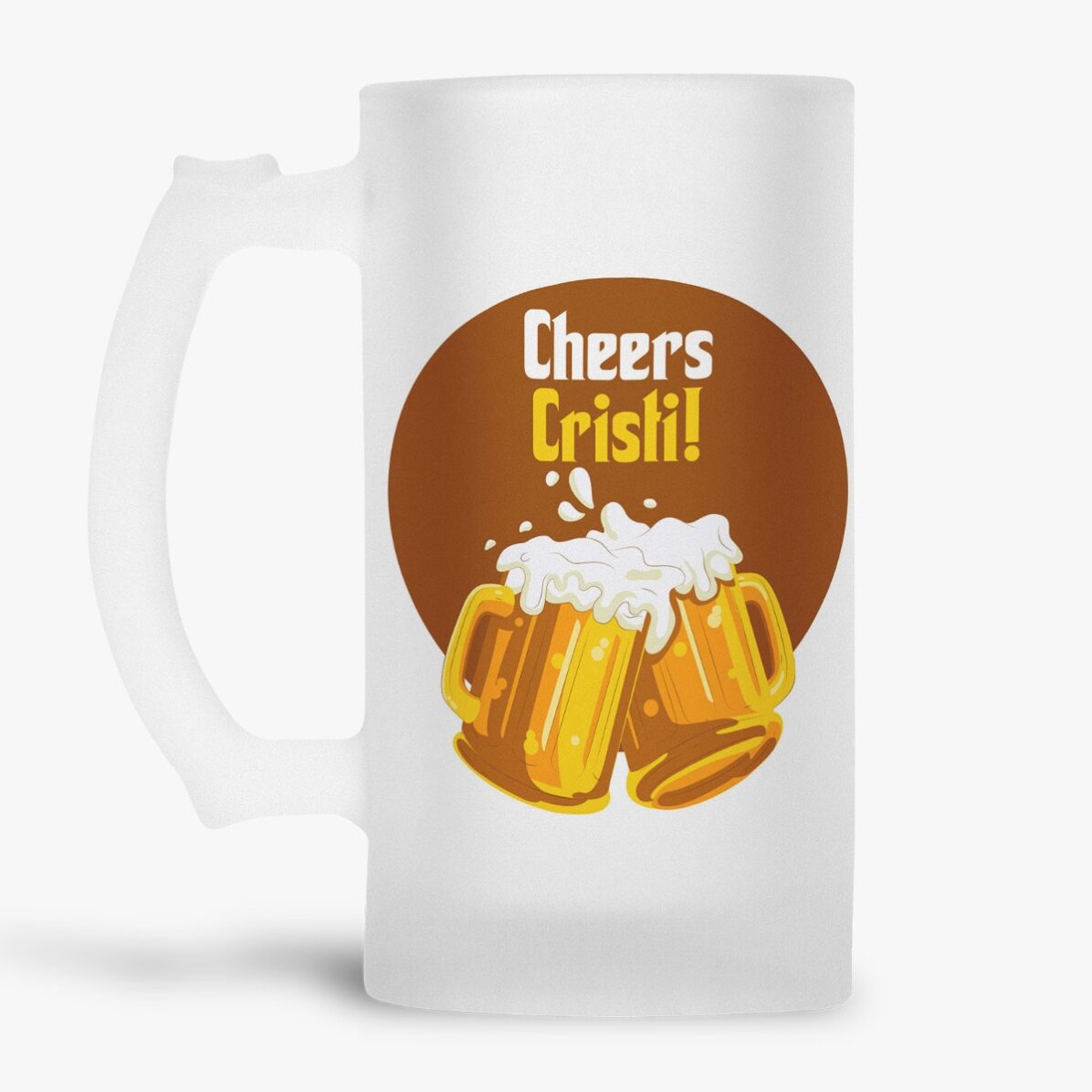 Halbă de bere personalizată cu text - Cheers!