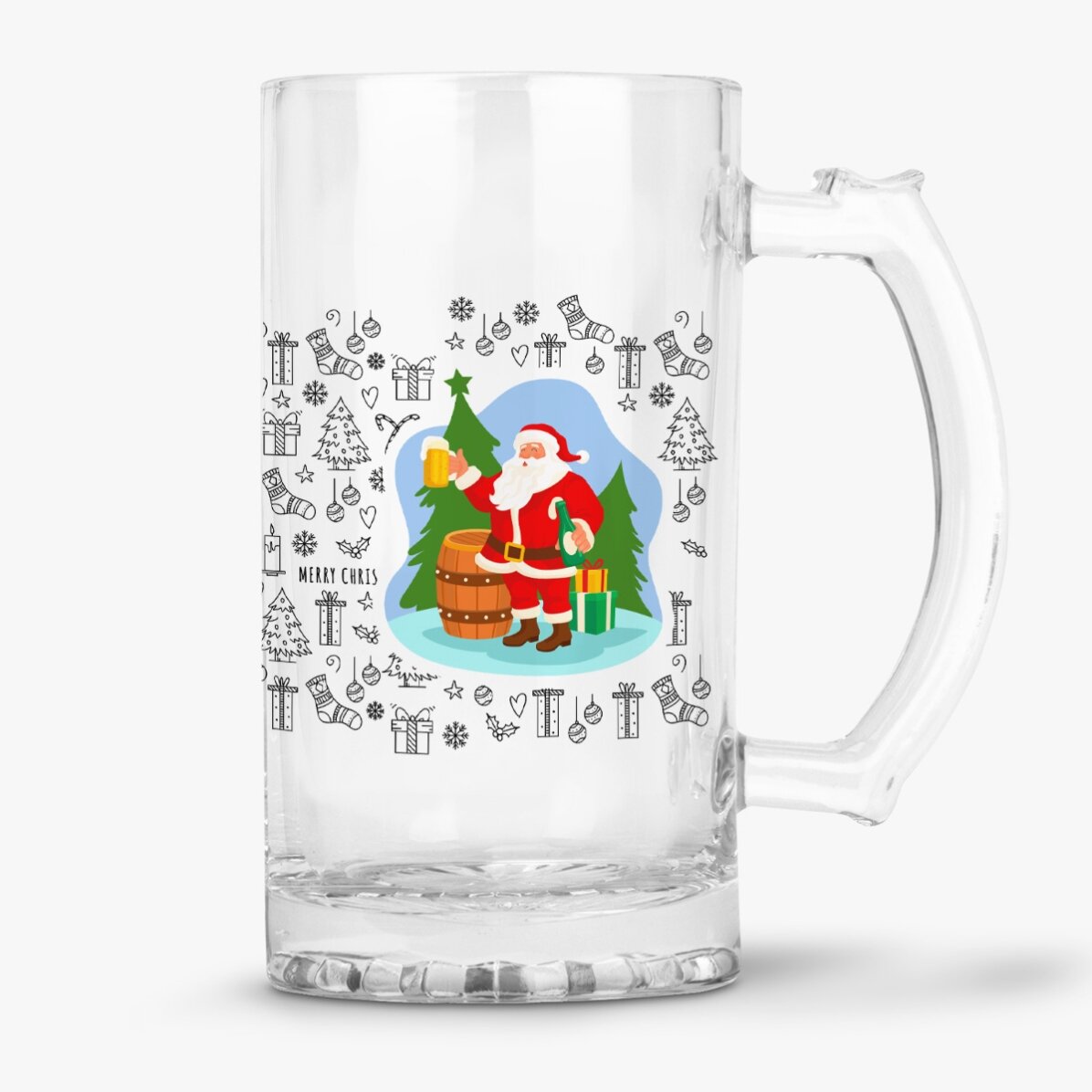 Halbă de bere personalizată cu text de Crăciun - Ho Ho Hold My Beer