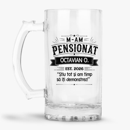 Halbă de bere personalizată cu text - Pensionat