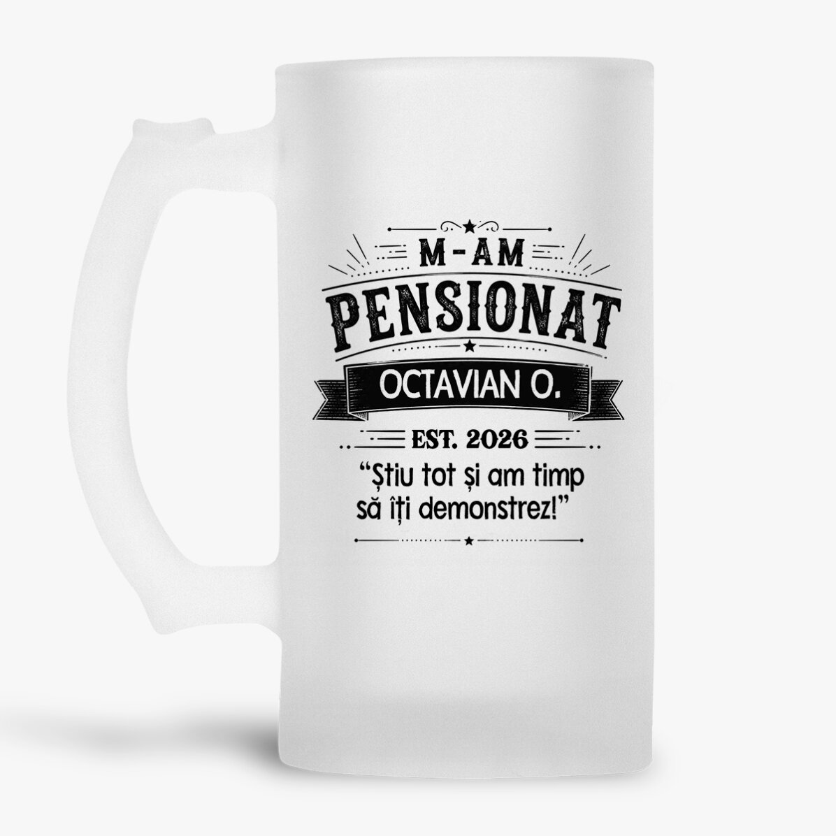Halbă de bere personalizată cu text - Pensionat