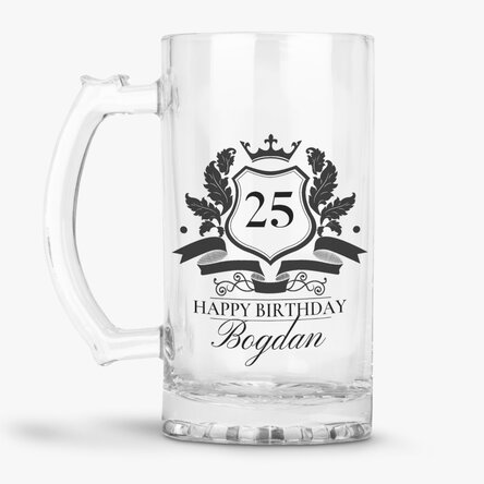 Halbă de bere personalizată cu text - Royalty