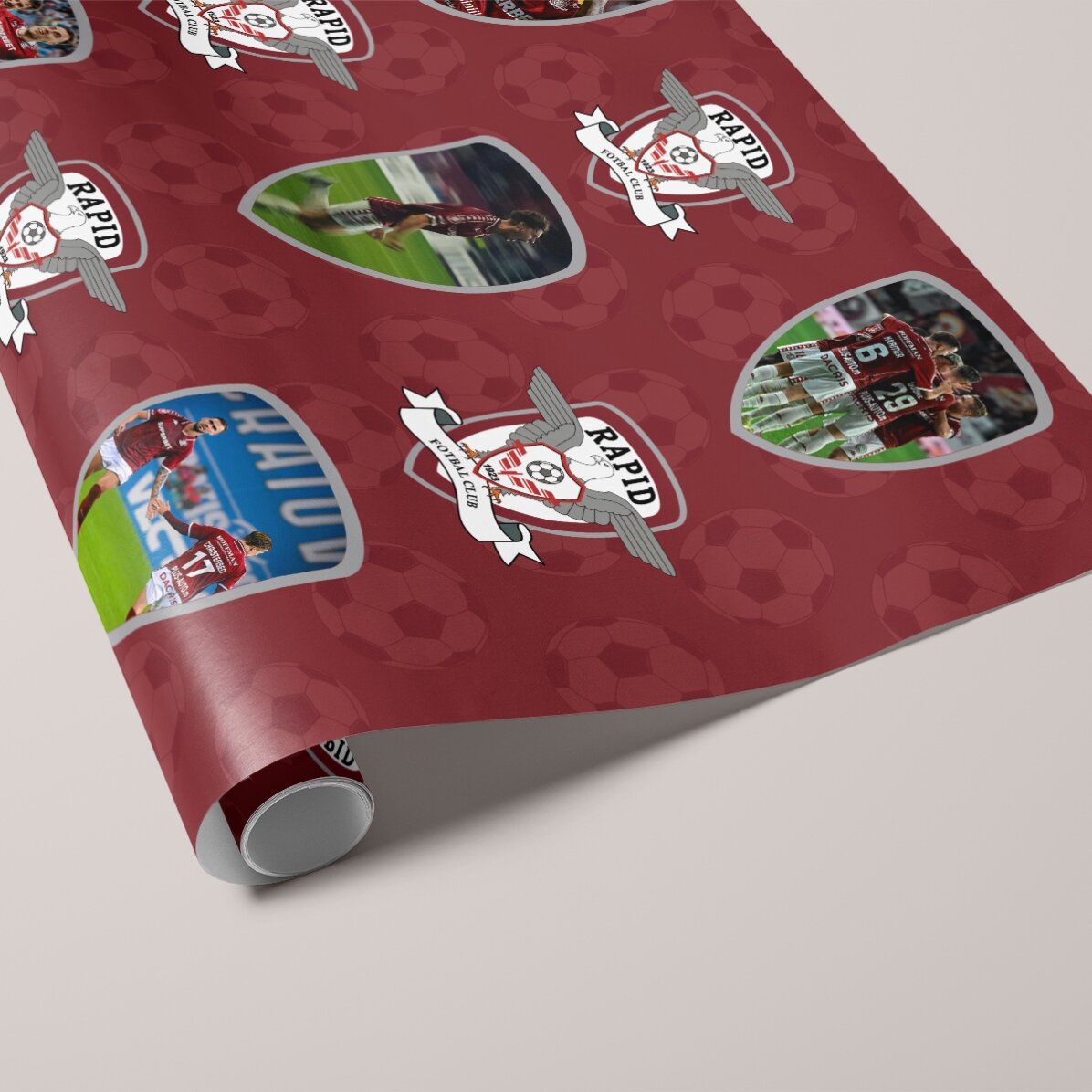 Hârtie de împachetat cadouri FC Rapid personalizată cu poze