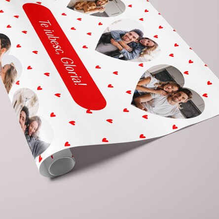 Hârtie de împachetat cadouri personalizată cu 6 poze și mesaj
