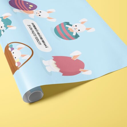 Hârtie de împachetat cadouri personalizată cu și text - Iepurași