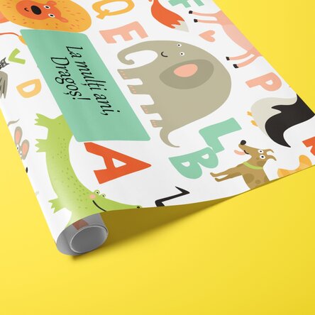 Hârtie de împachetat cadouri personalizată cu text - Animăluțe