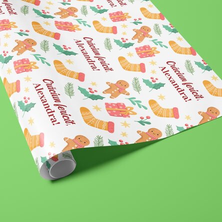 Hârtie de împachetat cadouri personalizată cu text - Gingerbread