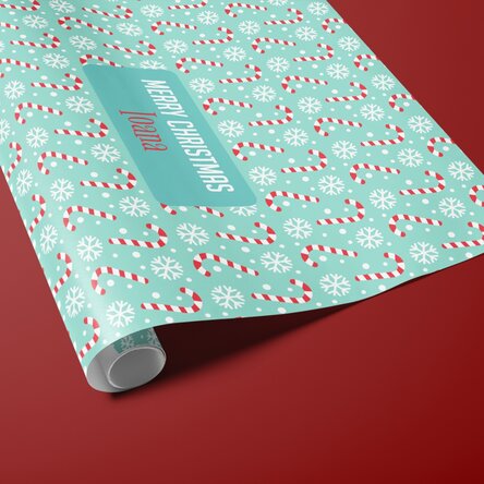 Hârtie de împachetat cadouri personalizată cu text în chenar - Candycane