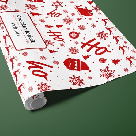 Hârtie de împachetat cadouri personalizată cu text în chenar - Christmas spirit